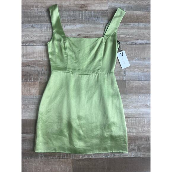Line&Dot Satin Mini Dress Green Size S - Picture 1 of 4